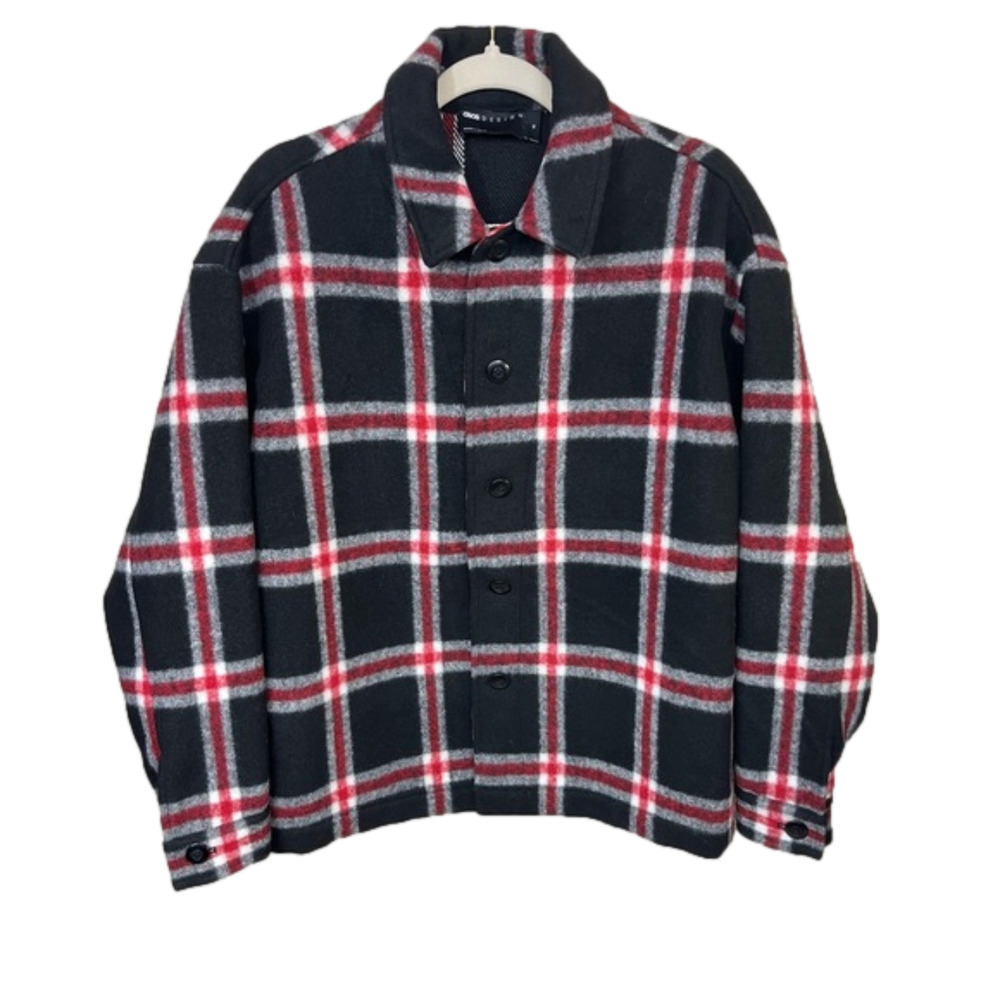 ASOS Design Heavy Long Sleeve Collared Button Down Plaid Flannel Jacket XS
